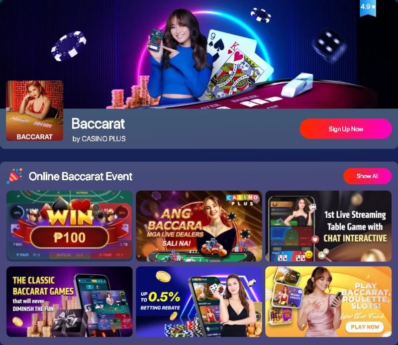 Casino Plus baccarat game and events